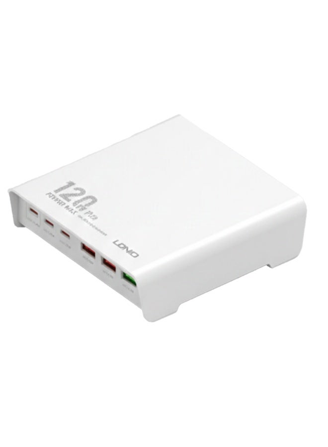 Q605 Multi Ports Desktop Charging Station 120W , 6 Port USB Charger (3 USB-C + 3 USB-A), PD3.0 QC3.0 PPS Fast Charging A