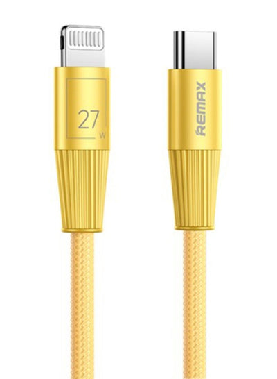 fast charging and data cable , RC-C107 (cl) 27W fast charging cable type c to iphone lightning nylon cord 1.2M - yellow