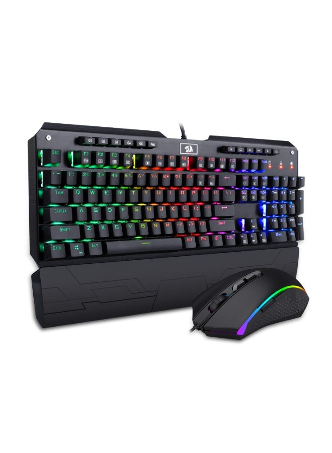K555RGB-BA Gaming Keyboard & Mouse Combo – RGB Backlit Mechanical Keyboard with Macro & Multimedia Keys, Full Anti-Ghost