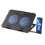 Standard Laptop Cooler Support ICE-02 With blue Led of fans - With Fan speed controller (Roller switch ON/OFF) , 2USB ports & 5 Levels ( 360*255*28mm )