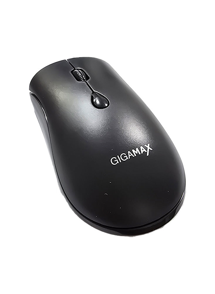 Gigamax Wireless Desk Mouse, G-1100, 1600 DPI Wired/Wireless Functional Mouse with 3 Modes Connectivity, Bluetooth and 2.4G Wireless, 4 Macro Buttons, Long Lasting Rechargeable Battery Capacity and for PC/Mac/Laptop Used in... Home and office, black