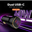 60W Dual Port Super Fast Car Charger with PD 30W USB-C and QC 30W USB-A Fast Charging, USB-C to USB-C Cable Included, Hi