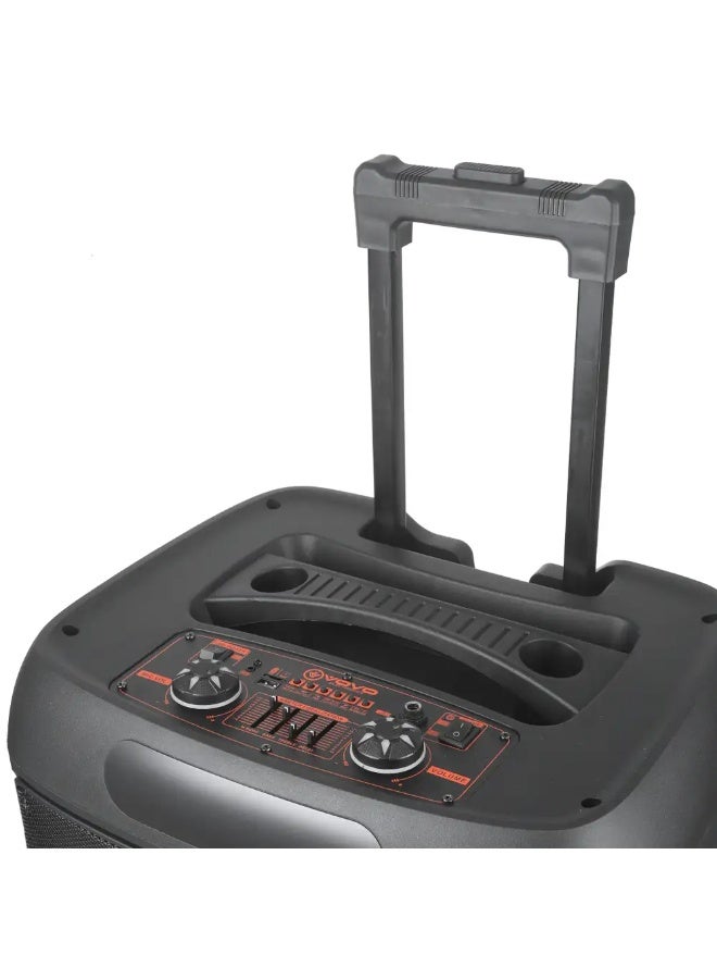 V-1565 15-Inch Portable Bluetooth Trolley Speaker, 40W Powerful Sound, 4500mAh Rechargeable Battery, Wired Microphone, B