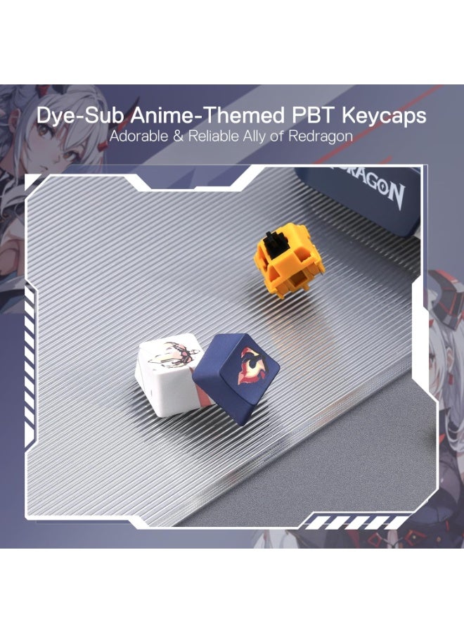 K686AK PRO 98 Keys Wireless Gasket RGB Gaming Keyboard, 3 Mode Anime Mechanical Keyboard w/Hot Swap Socket, Dedicated Kn