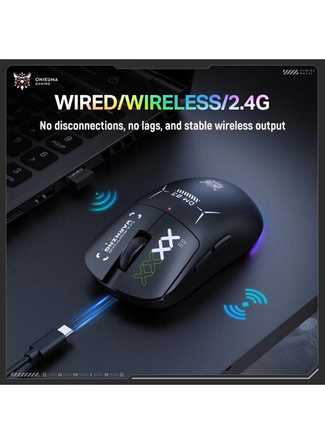 Professional Tri-Mode Wireless Gaming Mouse, High-Precision RGB Gaming Mouse with Bluetooth, 2.4GHz Wireless & Wired Con
