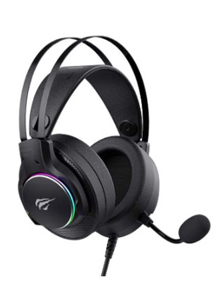 havit Gaming Headphone (RGB) , Model H2007U , 50MM Dynamic unit, Surround Sound Wired (3.5mm audio +1.7 USB) , Headphone With Noise Cancelling Microphone & In-Line Volume Control for pc and lap top , home , office and perssonal use