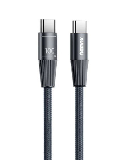 Fast Charging and Data Cable RC-C106 , type-C To type-C Infinity Series 100W ZINC Alloy Braided , 1.2M - Black
