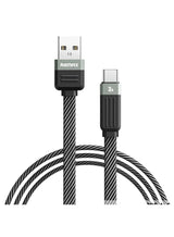 كابل شحن REMAX RC-C086 من USB إلى Type-C قوة 3A طول 1 متر مضفر بموصلات ألومنيوم – أسود