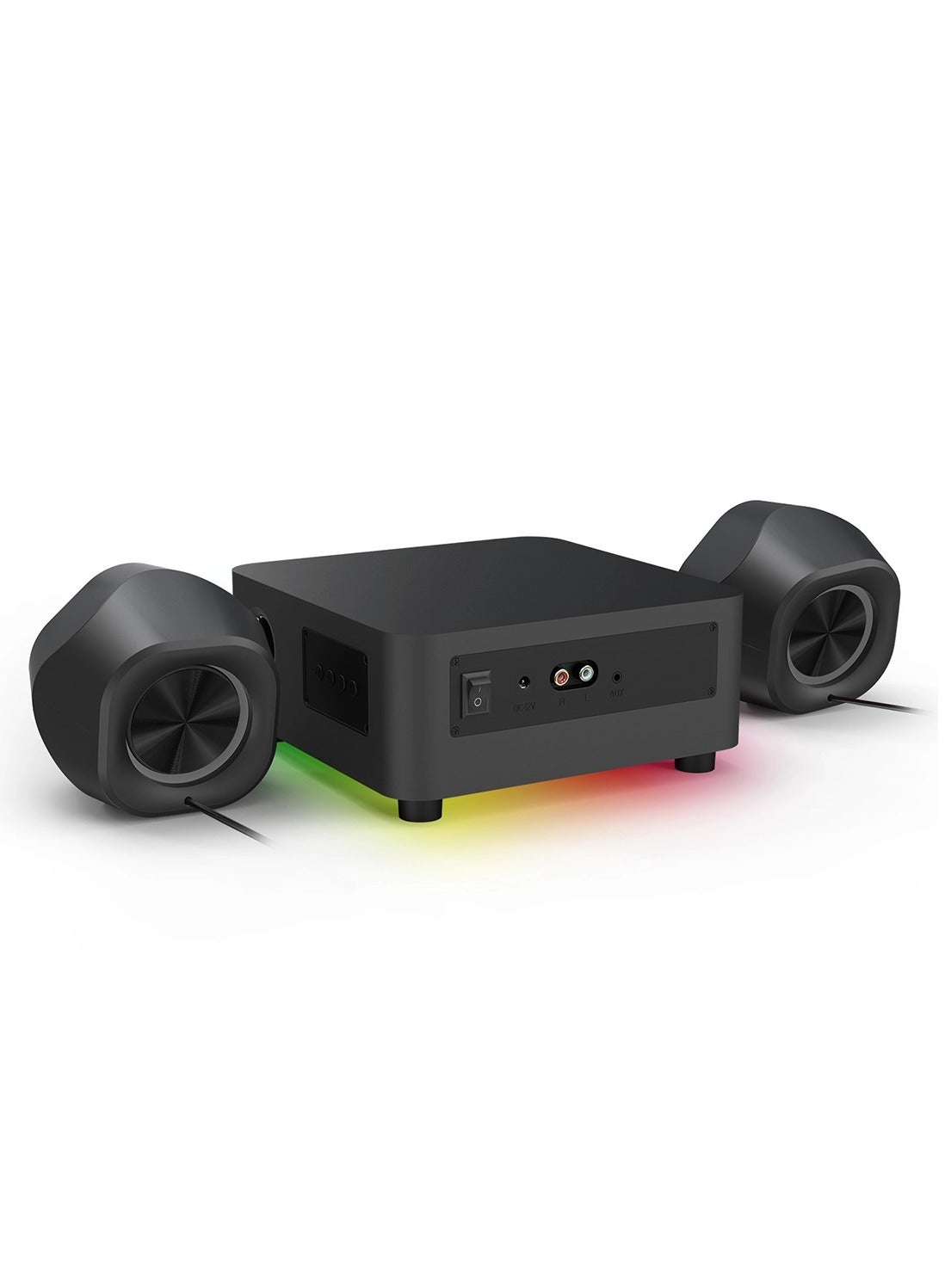 Gaming Speaker GS590 Pro (RGB) 2.1 channel , with Remote Control and 4 Buttons , 22W For PC/ Notebook / Tablet / Mobile 