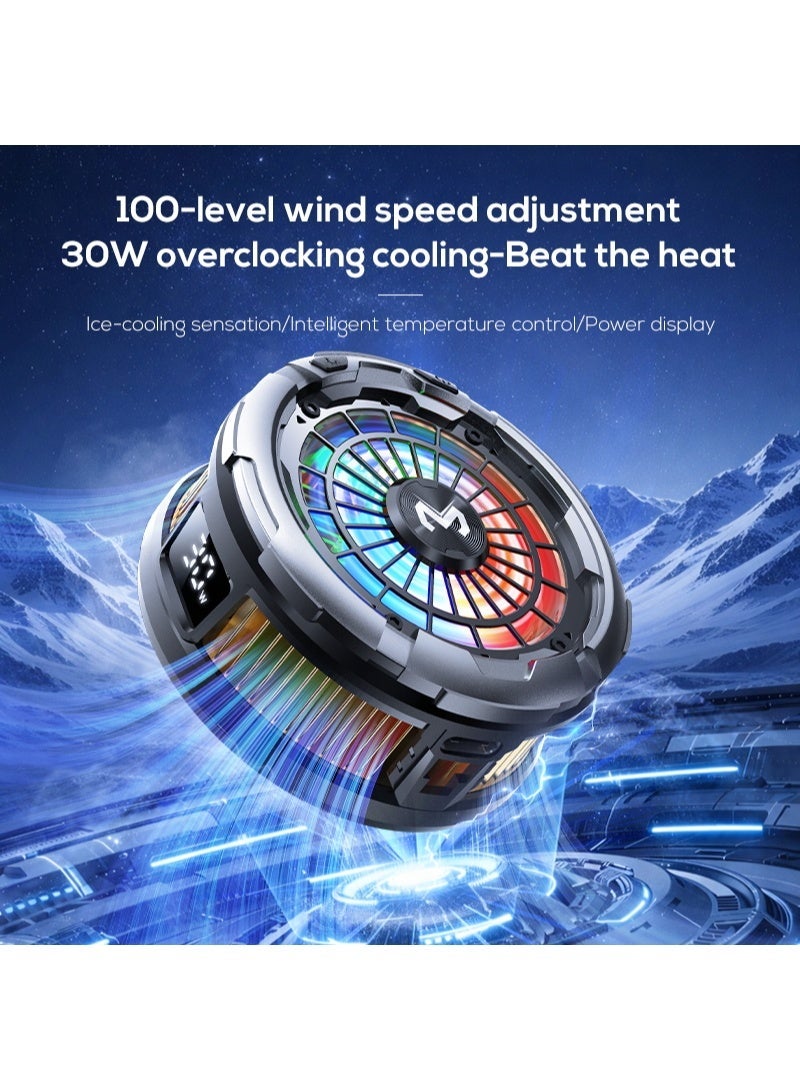 CX26 Magnetic Phone Cooler 30W, Semiconductor Mobile Gaming Cooling Fan with 100-Level Adjustable Speed, USB Type-C Powe