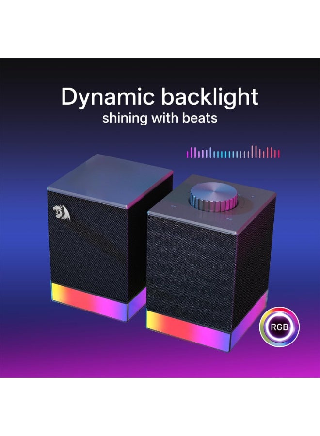 Rgb Computer Speaker 2.0 Stereo Sound System With Bluetooth 5.3 And Usb Connectivity Gaming Speakers For Pc Laptop Deskt