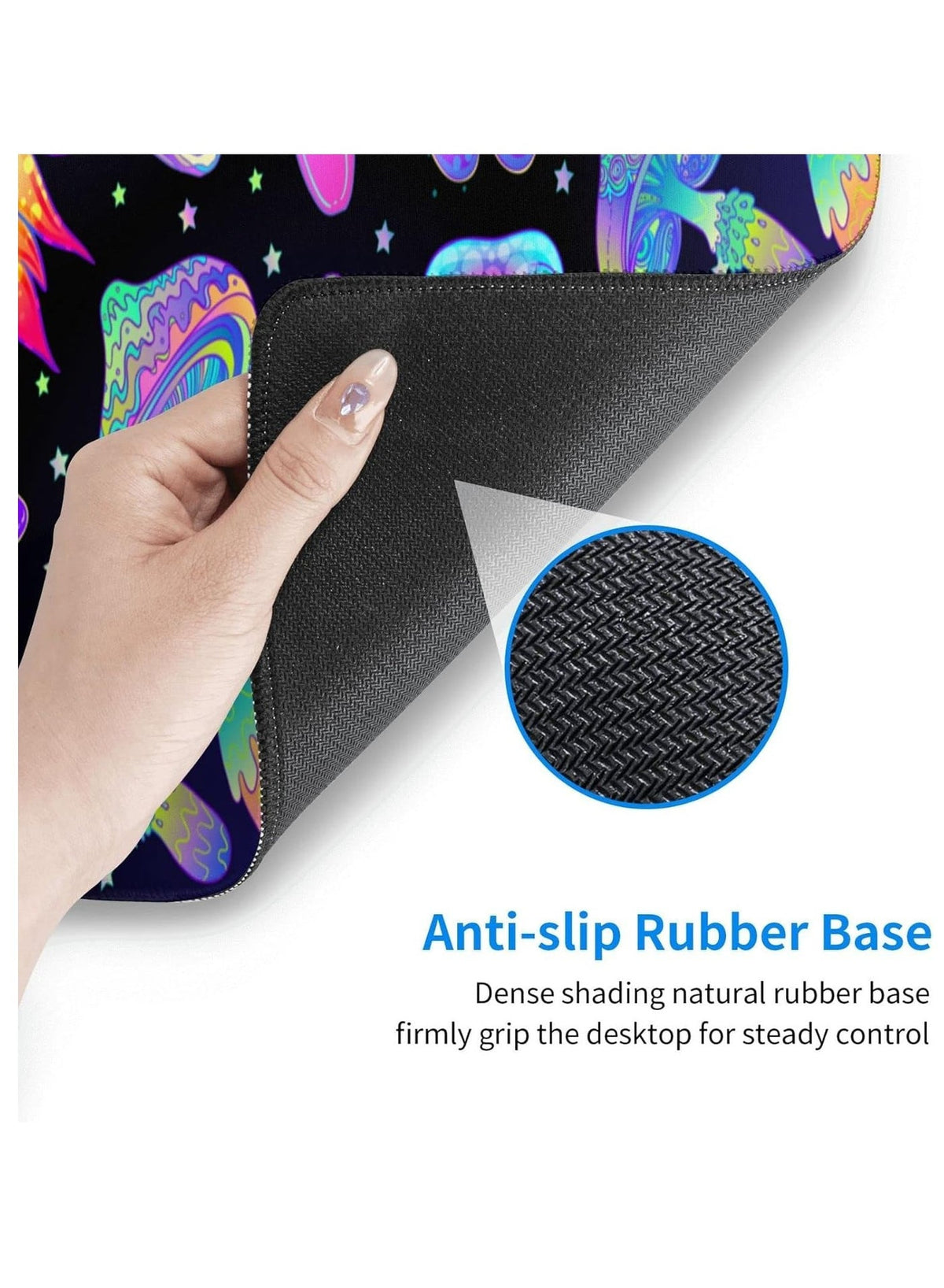Psychedelic Revel Mushroom Mouse Pad Extended Large Gaming Mousepad XL Big Long Oversized Desk Mat Stitched Edges ( 70x3