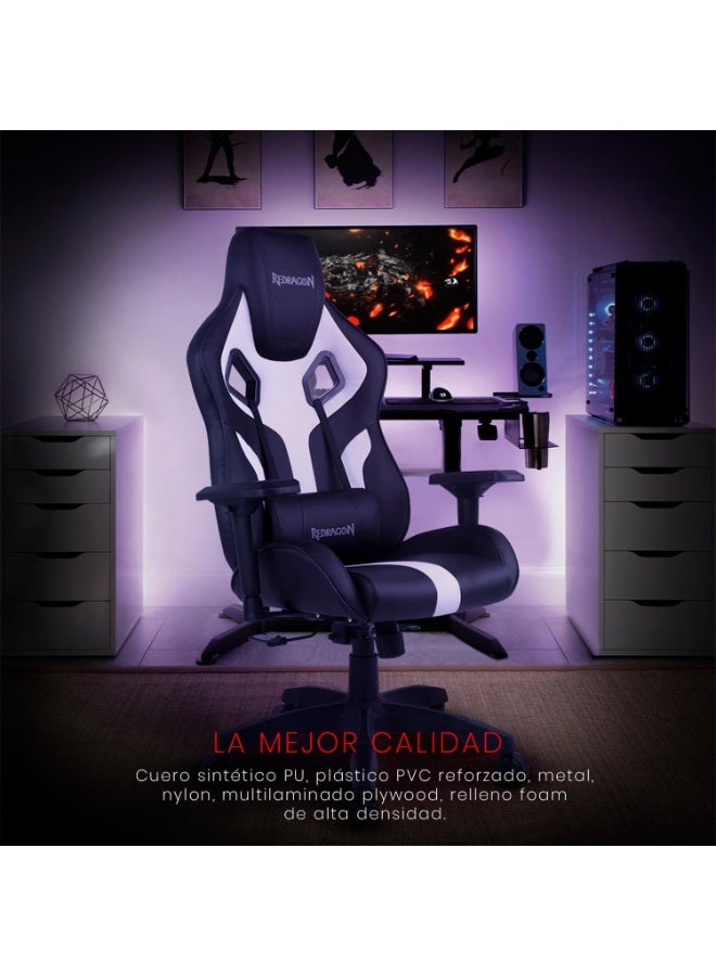 كرسي جيمنج REDRAGON C502 إرجونومي وسادة رأس وظهر أسود أبيض