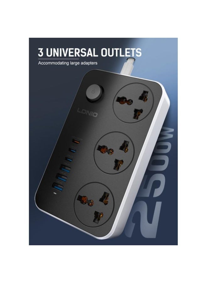Power Strip Surge Protector with 3 Universal International Socket & Smart 6 USB Charging Ports 3.4A - SC3604