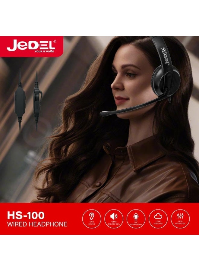 هيدسيت JeDEL HS-100 سلك USB عزل ضوضاء تحكم صوت أسود