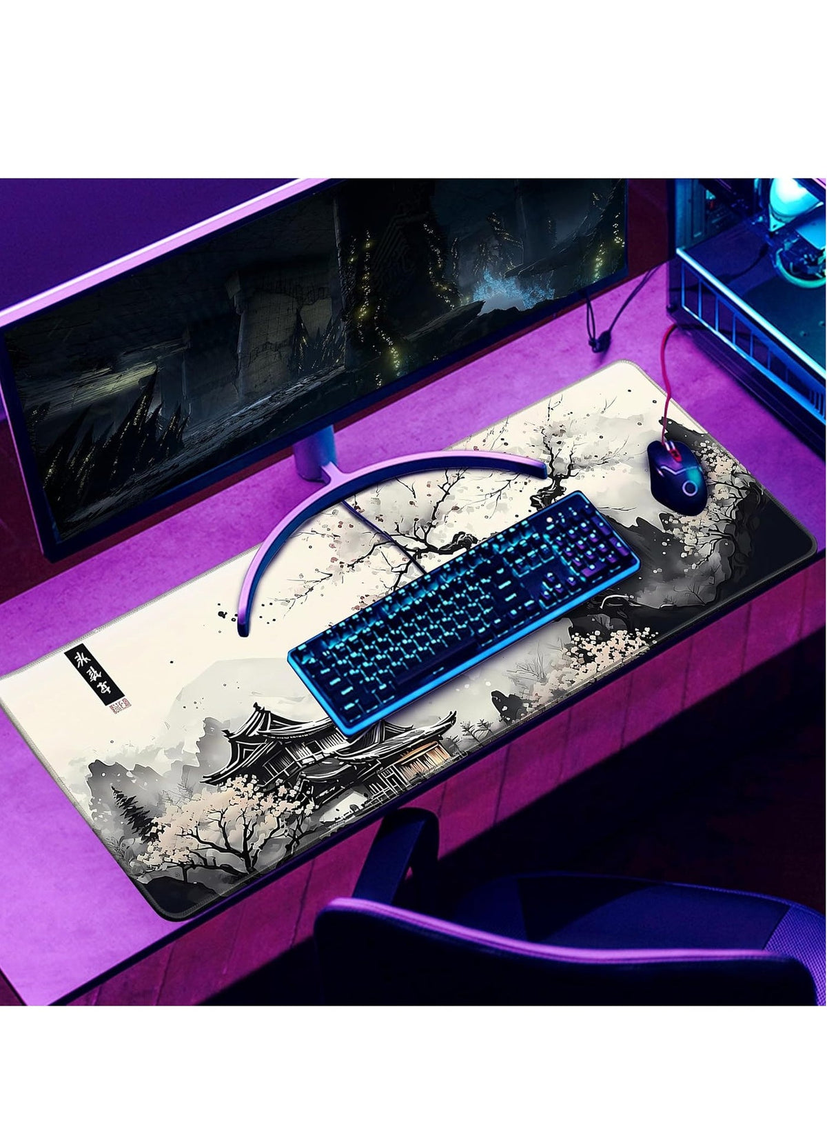 Japanese Desk Mat Cherry Blossom Large Mouse Pad Gaming Mousepad Extended XL Keyboard Mat Computer Laptop Mouse Desktop 
