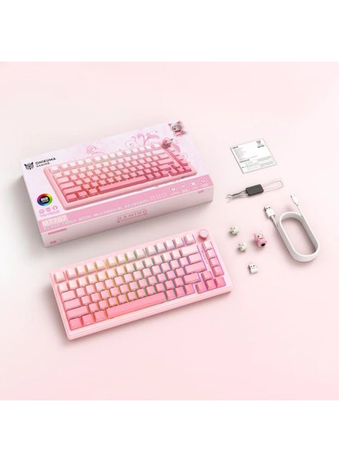 لوحة مفاتيح MT707 الميكانيكية للألعاب، ثلاثية الأوضاع، بإضاءة RGB، مزودة بـ 81 مفتاحًا، ومقبض تحكم على شكل دمية، وهيكل ت