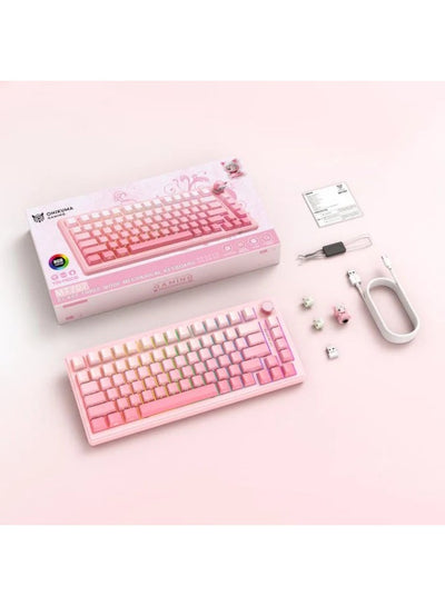 لوحة مفاتيح MT707 الميكانيكية للألعاب، ثلاثية الأوضاع، بإضاءة RGB، مزودة بـ 81 مفتاحًا، ومقبض تحكم على شكل دمية، وهيكل ت