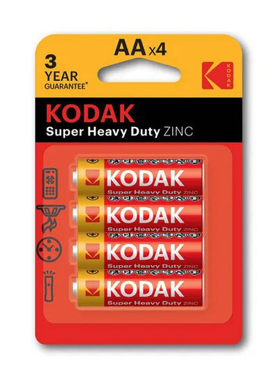Kodak Super Heavy Duty Zinc Batteries Size Aax4
