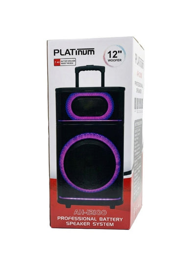 سبيكر حفلات Platinum AH-12100 مقاس 12 إنش قوة 40W RMS إضاءة ديسكو LED أسود