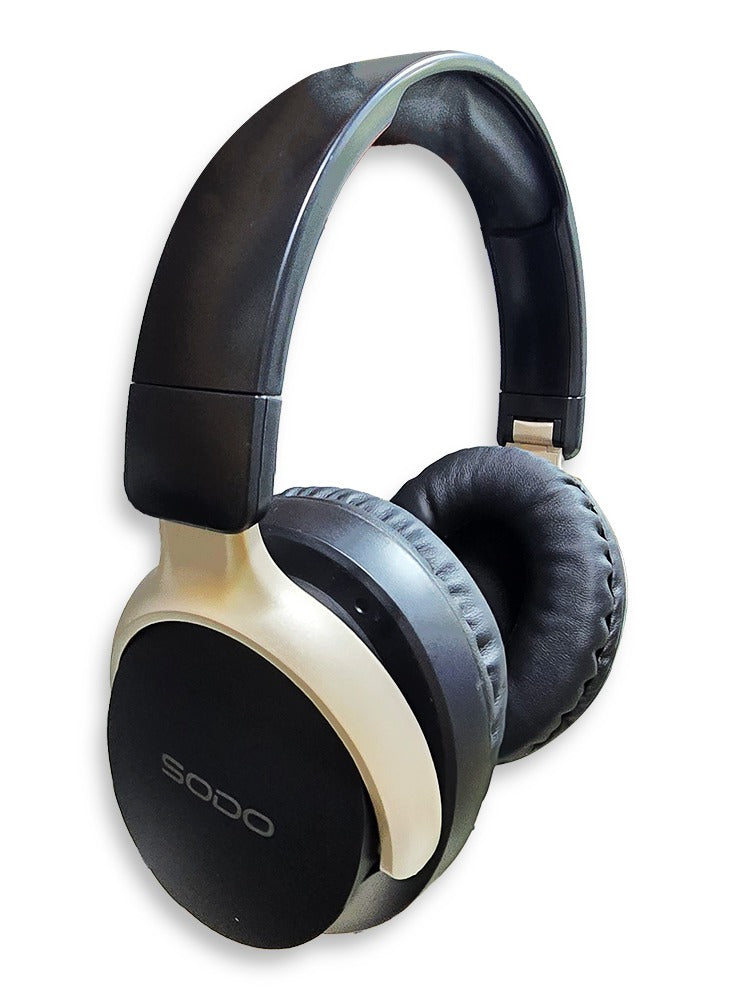 SODO Wireless Headphones with Active Canceling , 93 dB sensitivity and External Built In Microphone Walk and Talk , it's Support SD Card useing Bluetooth 5.0 technology for connectivity with a frequency response of 20Hz to 18kHz Model SD-1103 / Black