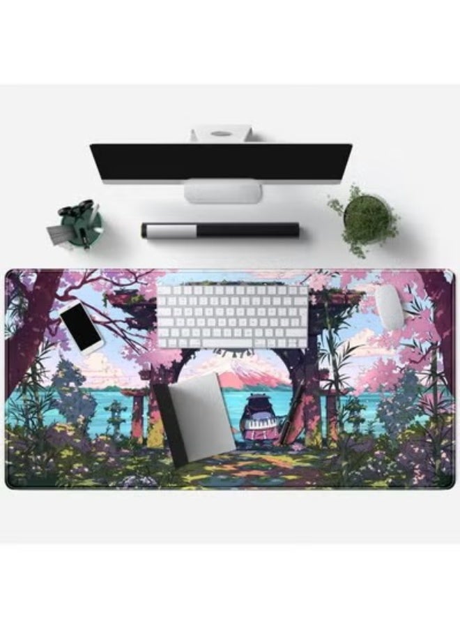 Pink Japan Desk Pad Anime Gaming Green Mouse Pad Large Mouse Pad For Desk Computer Pc Laptop Office Decor For Women, Ani