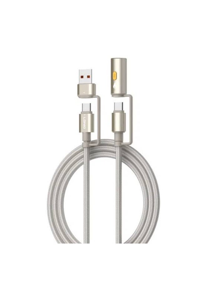 4-in-1 Fast Charging Cable 1.2M with USB-C, Multi Connector Charging and Data Transfer Cable, 5A High-Speed Charging Cor