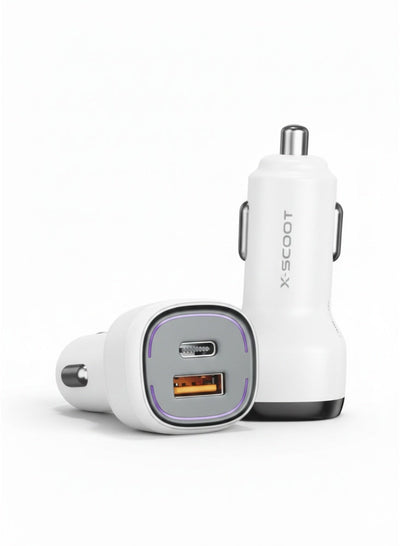 XC-307 20W PD Fast Car Charger with Dual USB Ports (USB-C + USB-A) | Power 3.0 Quick Charge, Super Fast Charging for iPh