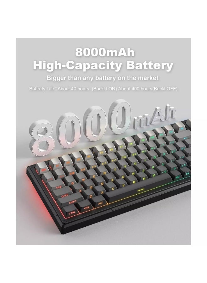 G83 Tri-Mode RGB Mechanical Gaming Keyboard with Bluetooth 5.0, 2.4GHz & Wired USB-C Connectivity, 75% Hot-Swappable Lay
