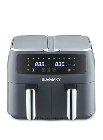 JAMAKY Italy The JMK5008 Air Fryer uses Italian technology to cook food with hot air with little oil, and comes with a large capacity, temperature control and flexible settings. It has an LED control display and a removable basket for easy cleaning