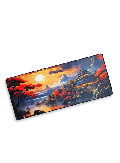 Large Gaming Mouse Pad, Chinese Landscape  Extended Desk Mat, Large Desk Pad for Computer Keyboard, Mouse Pad with Stitc