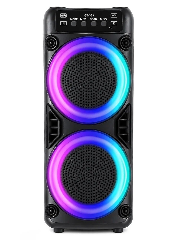 GT-323 Portable Bluetooth Speaker, Dual 3-Inch Wireless Stereo Speaker, 1200mAh Rechargeable Battery, Powerful Clear Sou