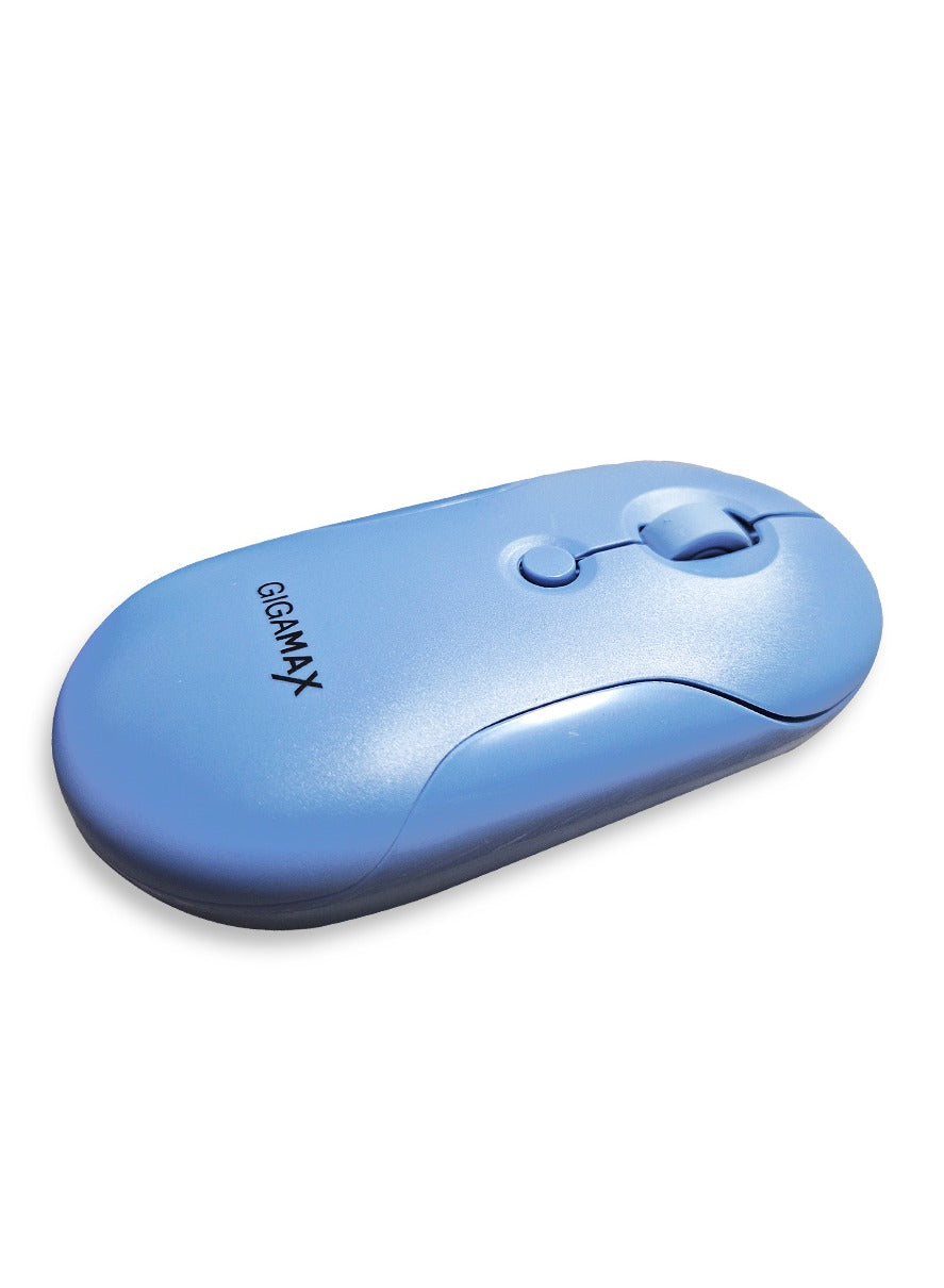 Gigamax Wireless Desk Mouse, G-1200, 1600 DPI Wired/Wireless Functional Mouse with 3 Modes Connectivity, Bluetooth and 2.4G Wireless, 4 Macro Buttons, Long Lasting Rechargeable Battery Capacity and for PC/Mac/Laptop Used in Home and office, Blue