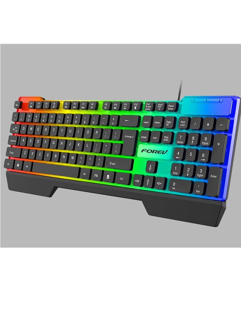 Forev Wired Gaming Tri-Color Keyboard FV-Q58 , Rainbow Backlit Keyboard