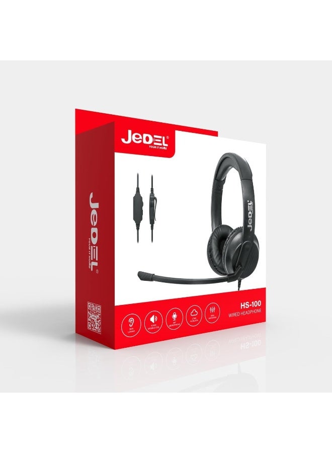 هيدسيت JeDEL HS-100 سلك USB عزل ضوضاء تحكم صوت أسود