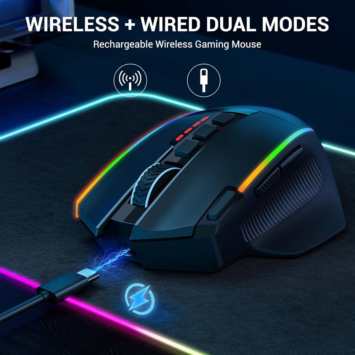 Redragon M915WL Wireless Gaming Mouse 16000 DPI 170H Battery Multicolour