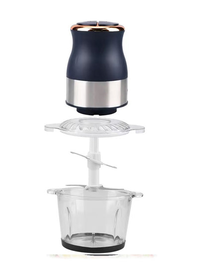 RAF Powerful vegetable and meat grinder, contains a grinder, a quad blade, and a 3.0 liter glass bowl with a capacity of 800 watts, model R.7020 H, blue/gold