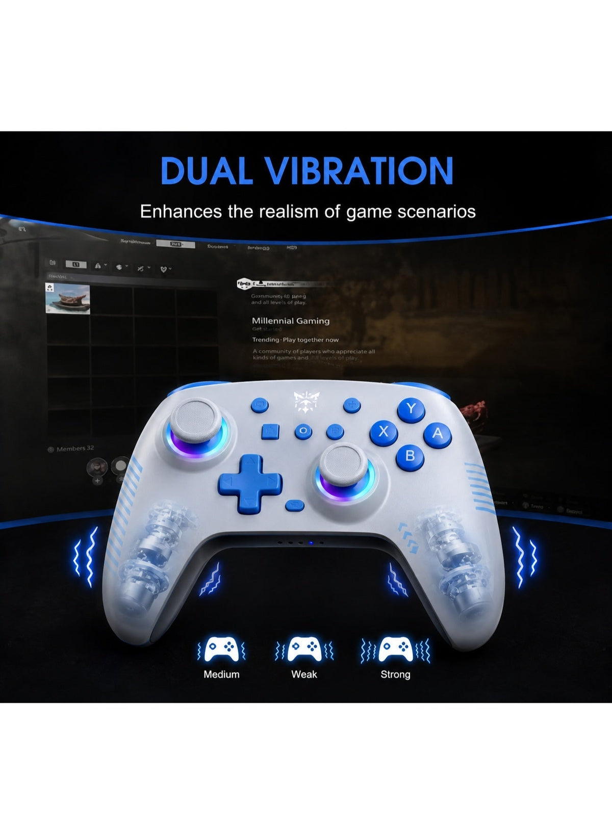 C1 Dual-Mode Gaming Controller – Dual Hall Effect Joysticks, 6-Axis Gyroscope, Dual Vibration Motors, LED Joystick Rings