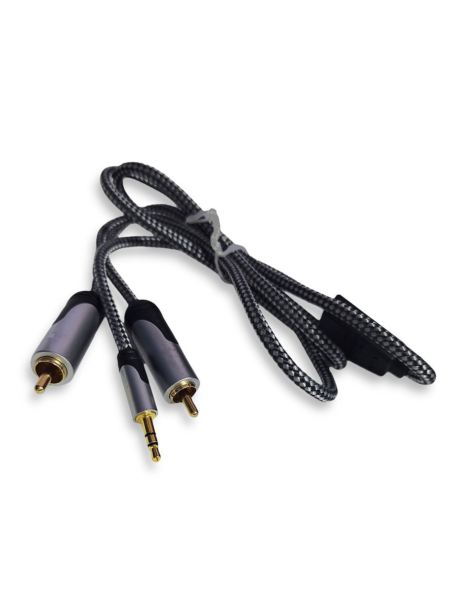 cable Premium 3.5MM - 2RCA cable 1M connects any device with a headphone output to a Hi-Fi or amplifier