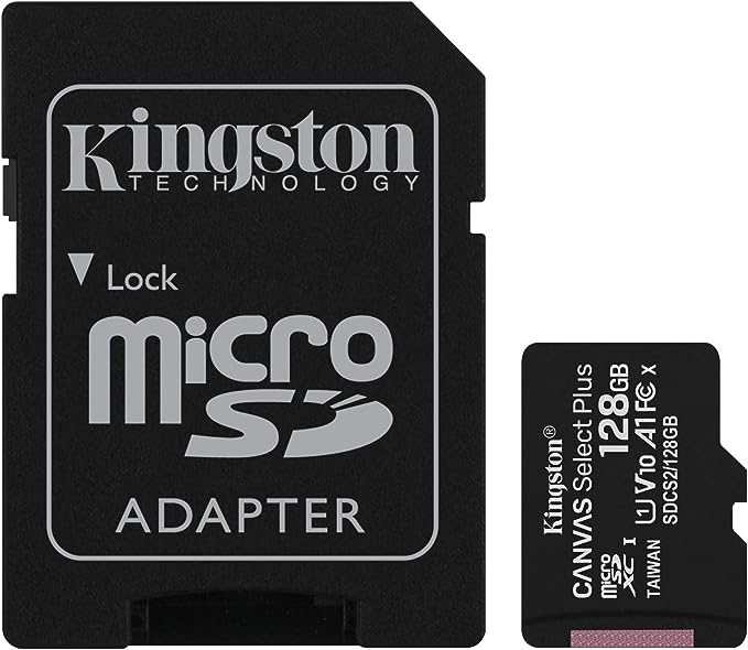 kingston 128GB micSDXC Canvas Select Plus 100R A1 C10 Card + ADP, SDCS2/128GB, black