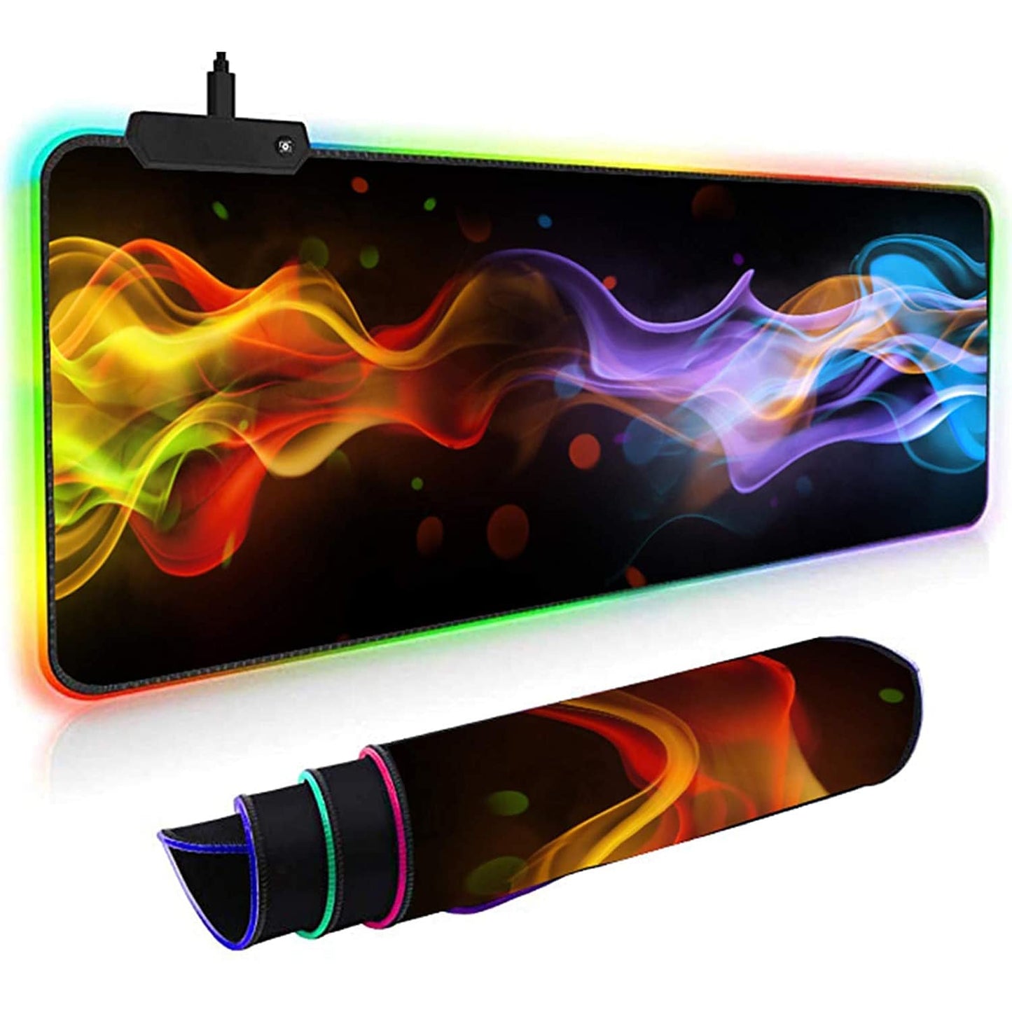 Yellow Flame RGB Gaming Mouse Pad – 80×30 CM