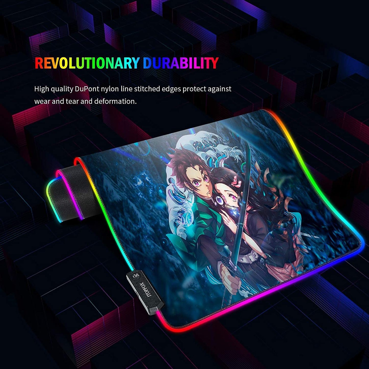 Demon Slayer RGB Gaming Mouse Pad – 80×30 CM