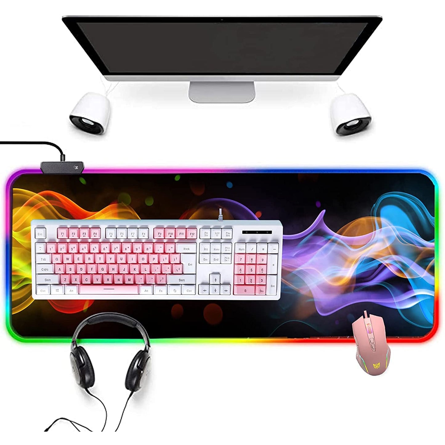 Yellow Flame RGB Gaming Mouse Pad – 80×30 CM
