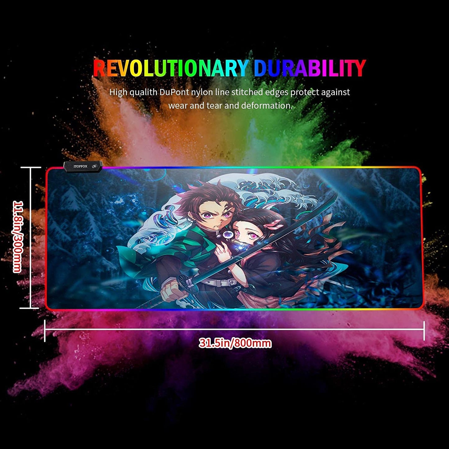 Demon Slayer RGB Gaming Mouse Pad – 80×30 CM