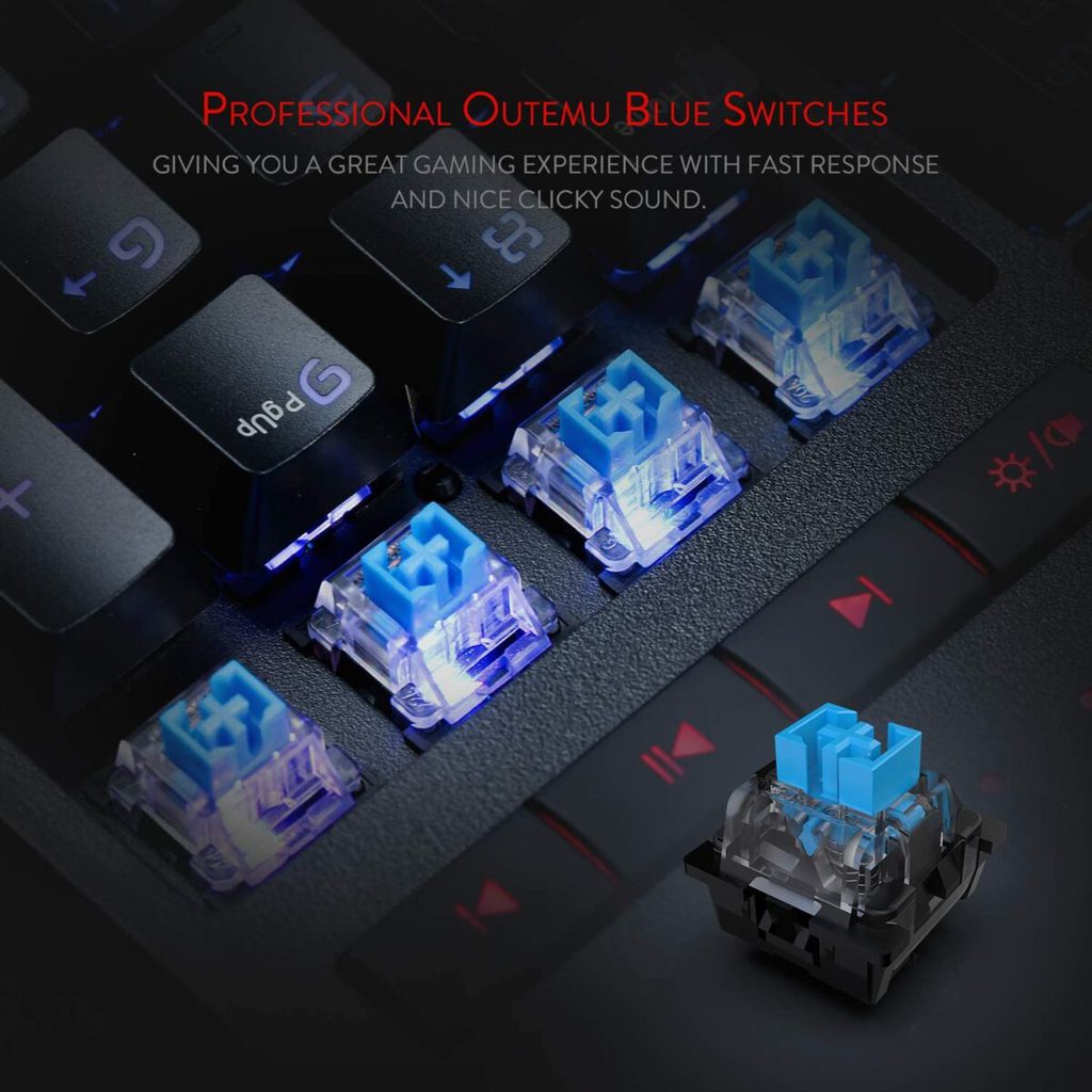 Redragon K586 Brahma RGB Mechanical Gaming Keyboard, Blue Switches