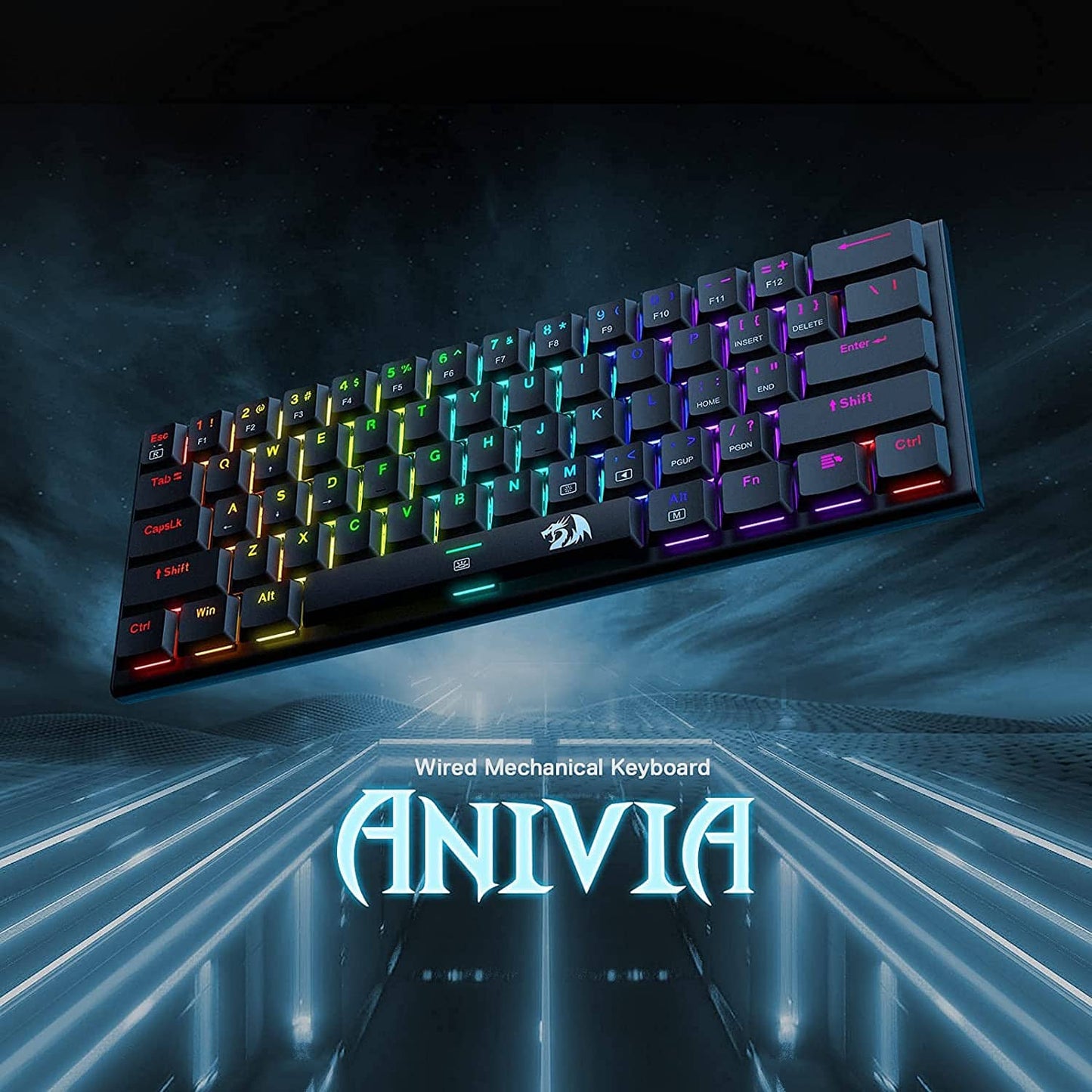 Redragon K614 Anivia RGB Mechanical Gaming Keyboard, Low Profile Red Switch (Black)
