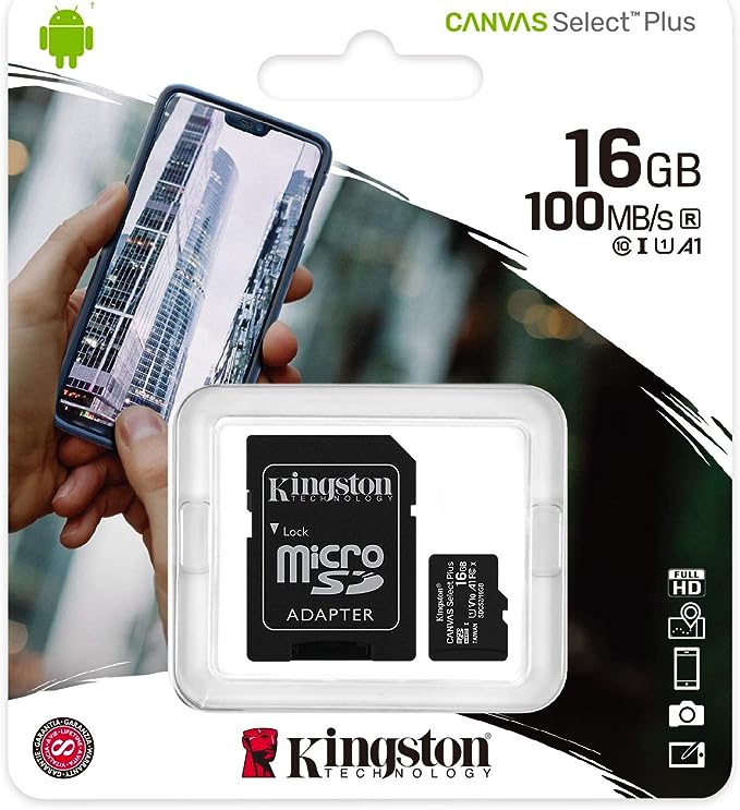 Kingston 16GB MicroSD Class 10 Canvas Select Plus Card with SD Adaptor - SDCS2/16GB