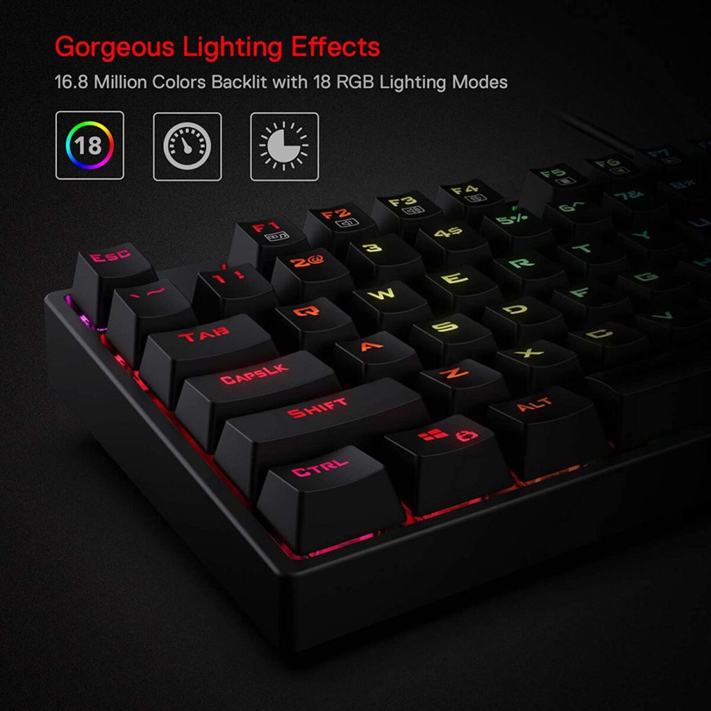 Redragon K582 RGB SURARA Mechanical Gaming Keyboard, Red Switches Linear and Quiet