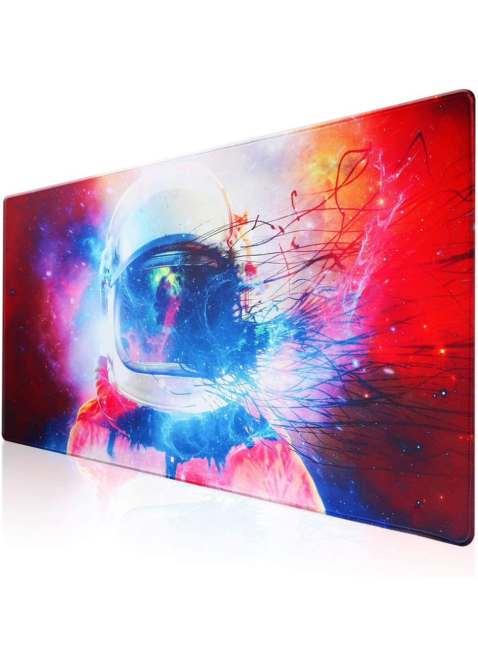 Abstract Astronaut Design Gaming Mouse Pad, Rubberized Non-Slip with Stitched Edges, Suitable for All Mouse Sensitivities and Sensors and Fast Mouse Movements, Size 80 x 30 x 2mm