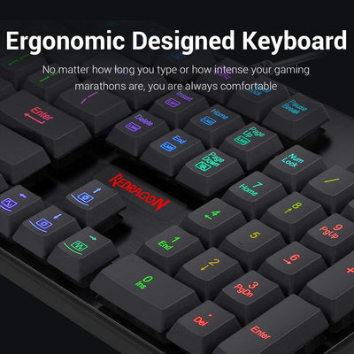 Redragon S107 Keyboard and Mouse Combo Large Mouse Pad Mechanical RGB